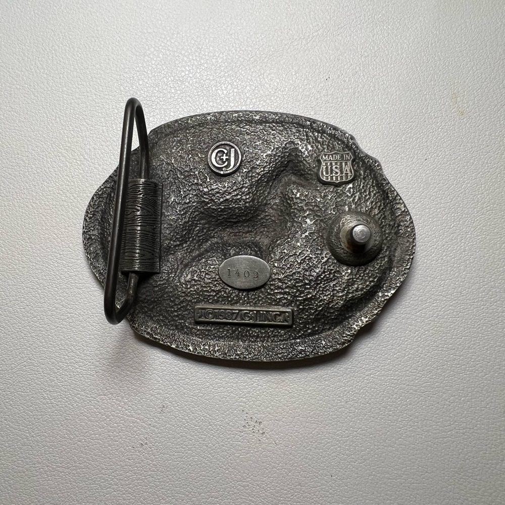Vintage 1987 CJ Inc. Pewter Horse Belt Buckle – Made in USA – #1409 - Picture 2 of 8